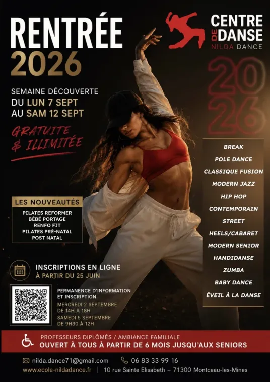 Les inscriptions 2026 sont ouvertes chez Nilda Dance, Montceau-les-Mines, Centre de Danse Nilda Dance
